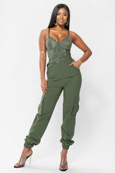 Im Green Cargo Jumpsuit